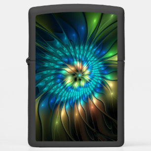 Luminous Fantasy Flower, Colorful Abstract Fractal Zippo Lighter