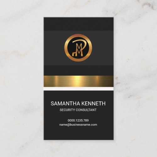 Luminous Faux Gold Foil Elegant Grey Dog Security Business Card