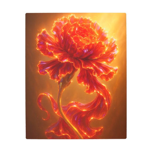 Luminous Fire Blossom Fantasy Flower Metal Art (Front)