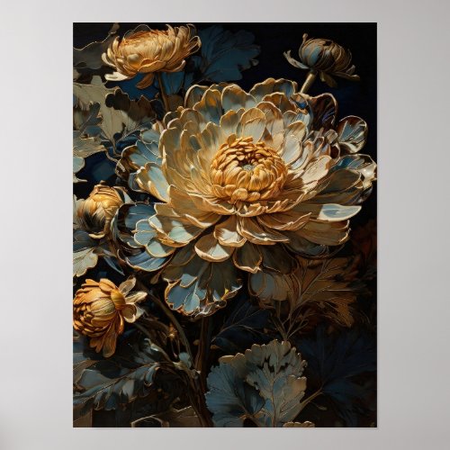 Luminous Flora _ flowers digital art poster