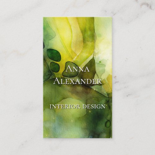 Luminous Flow | Green Abstract Watercolor  Business Card