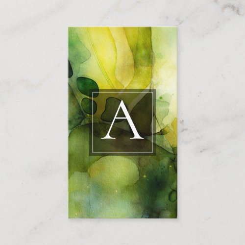 Luminous Flow | Green Abstract Watercolor  Business Card
