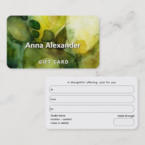 Luminous Flow | Green Abstract Watercolor  Business Card