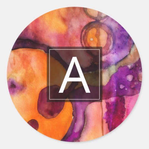 Luminous Flow | Green Abstract Watercolor Classic Round Sticker