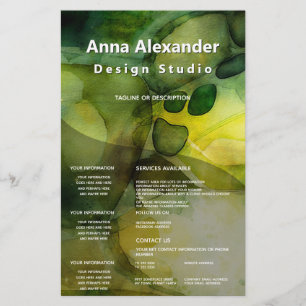 Luminous Flow Green Abstract Watercolor Flyer