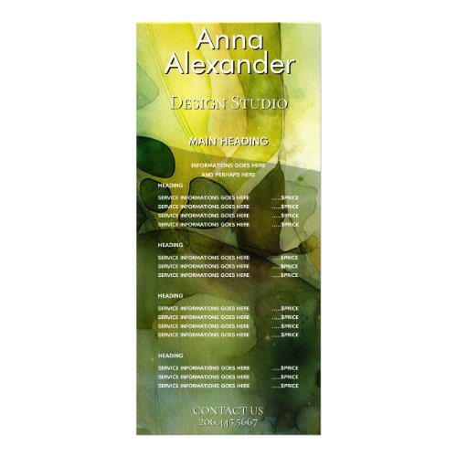 Luminous Flow | Green Abstract Watercolor  Rack Card