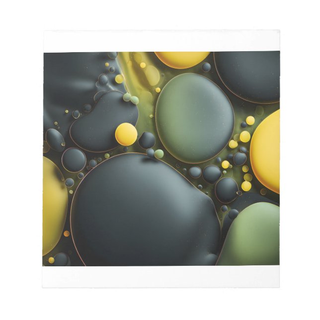 Luminous Fluid Dynamics: Yellow and Green Abstract Notepad (Front)