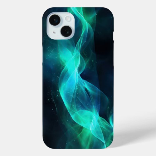 Luminous forms in blue_green and black iPhone 15 plus case