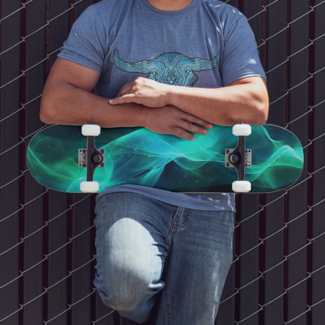 Luminous forms in blue-green and black skateboard (Outdoor 3)