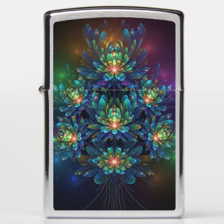 Luminous Fractal Flower Print Zippo Lighter