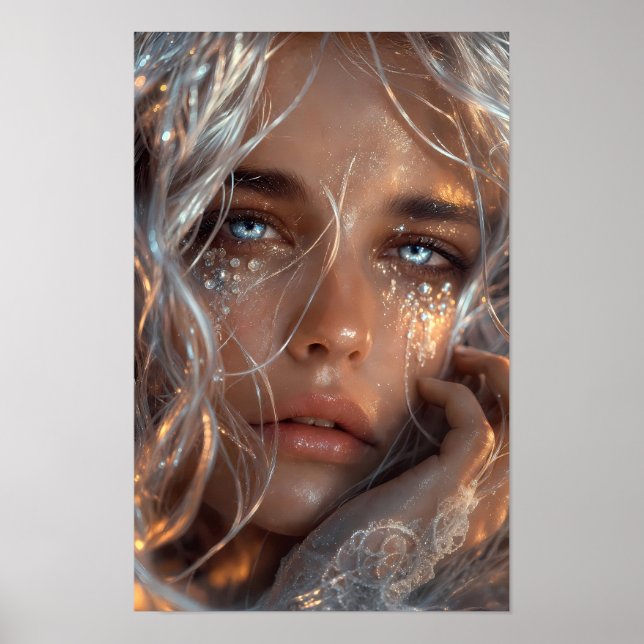 Luminous Frost Gaze Fantasy Portrait Poster (Front)
