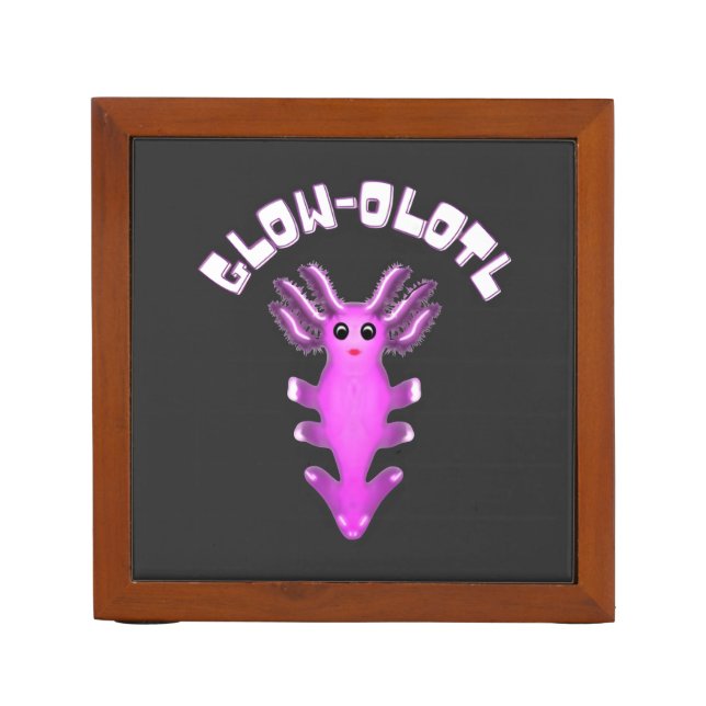 Luminous Galaxy Axolotl Digital Art Desk Organizer (Front)