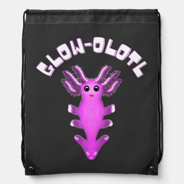 Luminous Galaxy Axolotl Digital Art Drawstring Bag (Front)