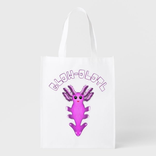 Luminous Galaxy Axolotl Digital Art Grocery Bag (Front)