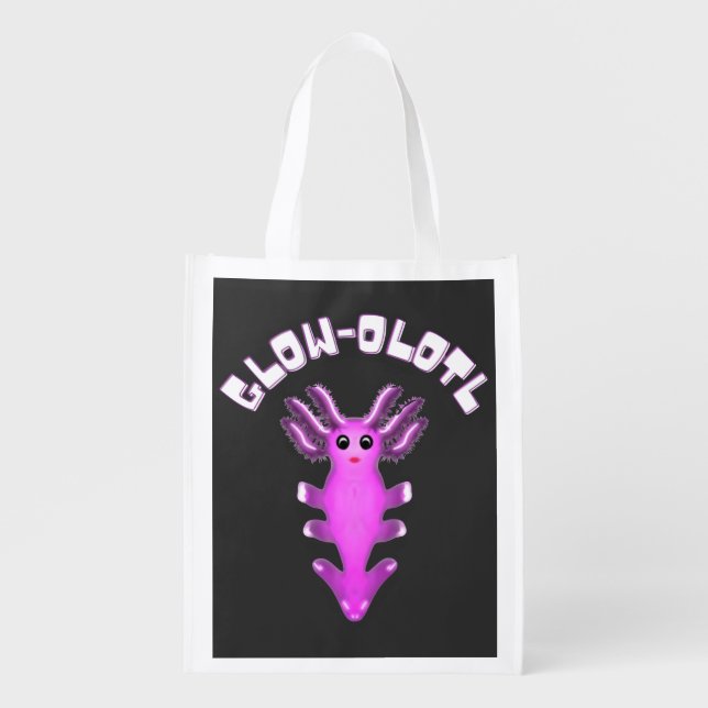 Luminous Galaxy Axolotl Digital Art Grocery Bag (Front)