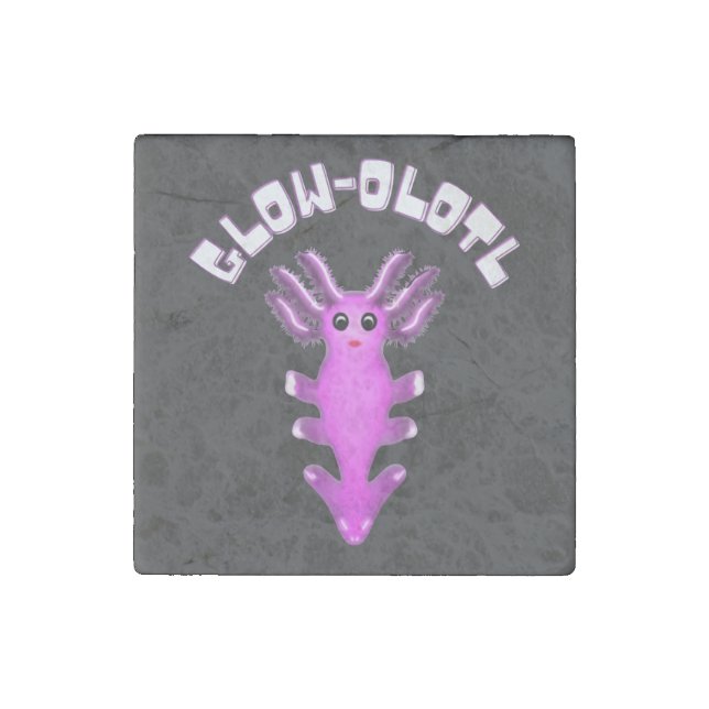 Luminous Galaxy Axolotl Digital Art Stone Magnet (Front)