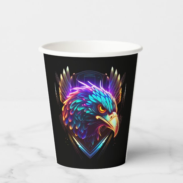 Luminous Glowing Eagle Artistic Paper Cups (Front)