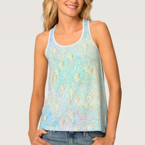 Luminous Gold Floral on Pastels Womens Tank Top