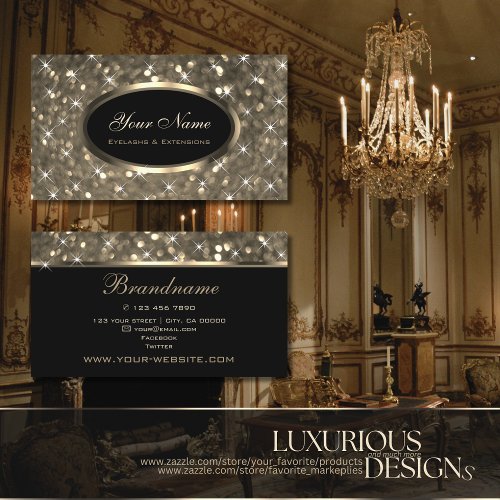 Luminous Gold Glitter Sparkle Tiny Stars Elegance Business Card