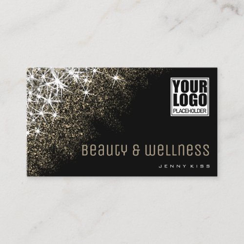 Luminous Gold Glitter Stars Extravagant Wellness Business Card