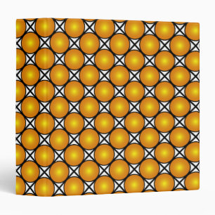 Luminous Golden Dots Black White Lattice Pattern 3 Ring Binder