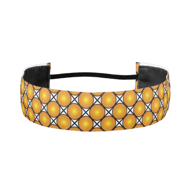 Luminous Golden Dots Black White Lattice Pattern Athletic Headband (Front)