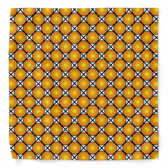 Luminous Golden Dots Black White Lattice Pattern Bandana (Front)