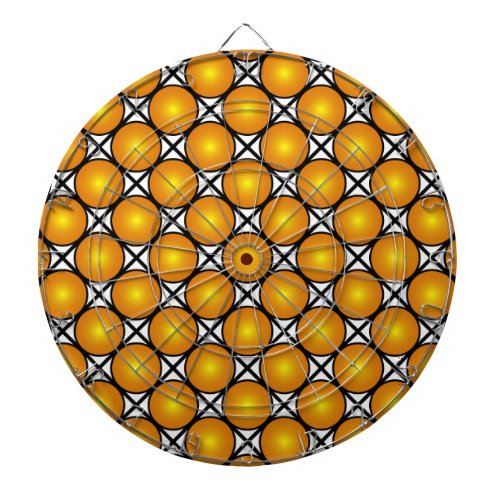 Luminous Golden Dots Black White Lattice Pattern Dart Board