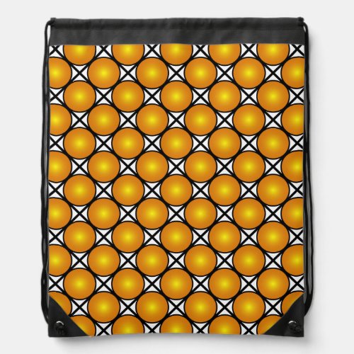 Luminous Golden Dots Black White Lattice Pattern Drawstring Bag