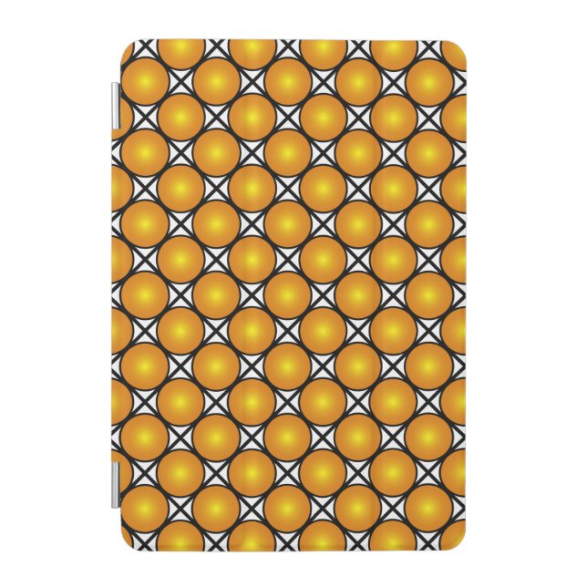 Luminous Golden Dots Black White Lattice Pattern iPad Mini Cover (Front)
