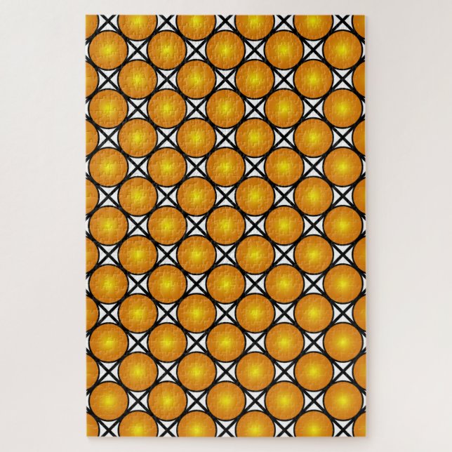 Luminous Golden Dots Black White Lattice Pattern Jigsaw Puzzle (Vertical)
