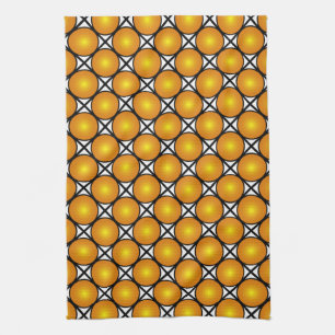 Luminous Golden Dots Black White Lattice Pattern Kitchen Towel