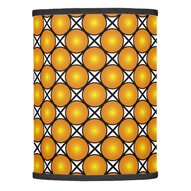 Luminous Golden Dots Black White Lattice Pattern Lamp Shade (Front)