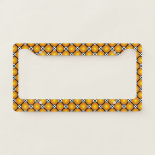 Luminous Golden Dots Black White Lattice Pattern License Plate Frame