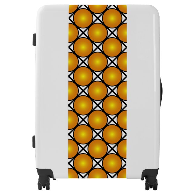 Luminous Golden Dots Black White Lattice Pattern Luggage (Front)