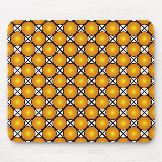Luminous Golden Dots Black White Lattice Pattern Mouse Pad (Front)