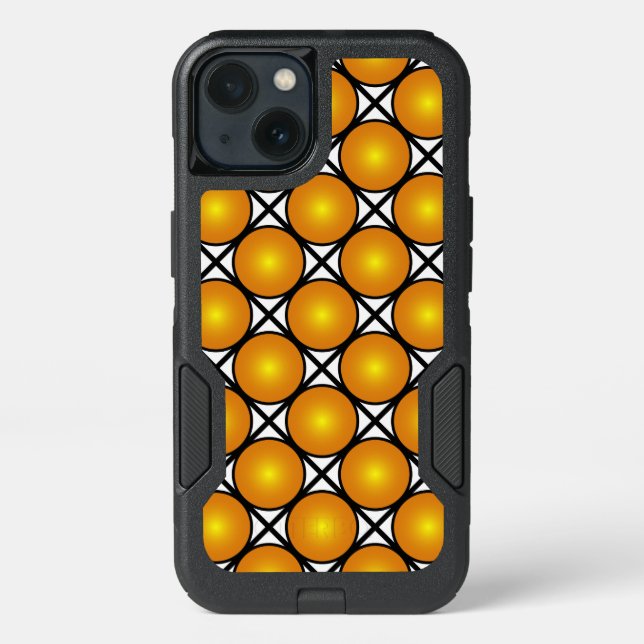 Luminous Golden Dots Black White Lattice Pattern Otterbox iPhone Case (Back)