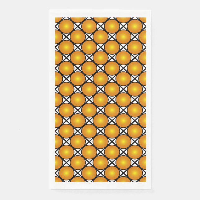 Luminous Golden Dots Black White Lattice Pattern Paper Guest Towels (Front)