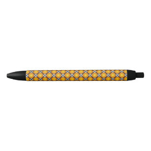Luminous Golden Dots Black White Lattice Pattern Pen