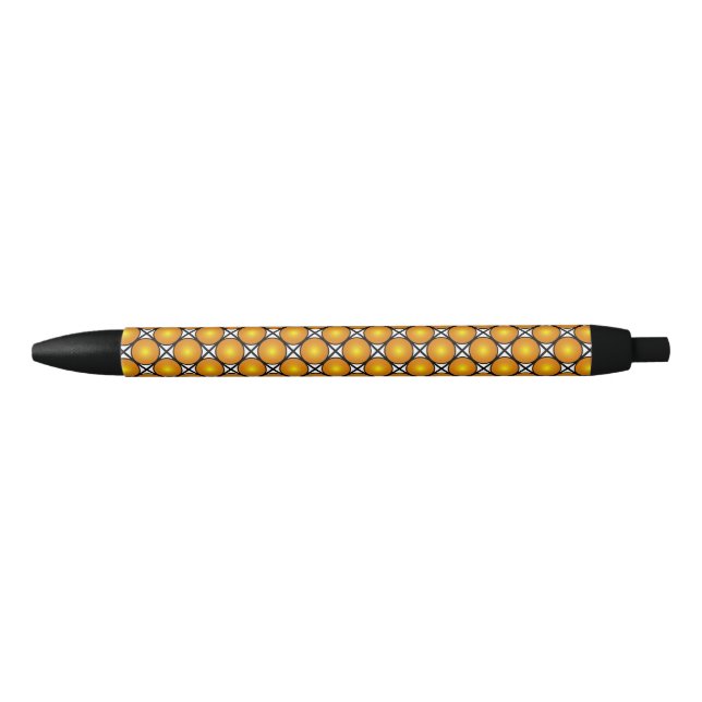 Luminous Golden Dots Black White Lattice Pattern Pen (Front)