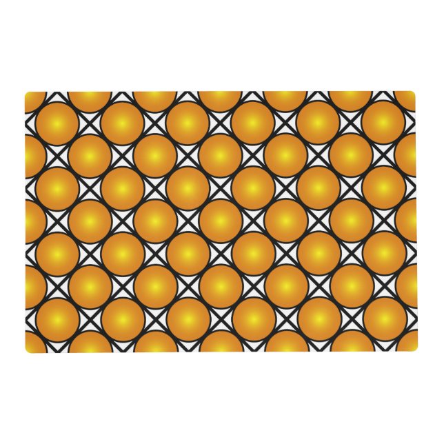 Luminous Golden Dots Black White Lattice Pattern Placemat (Front)