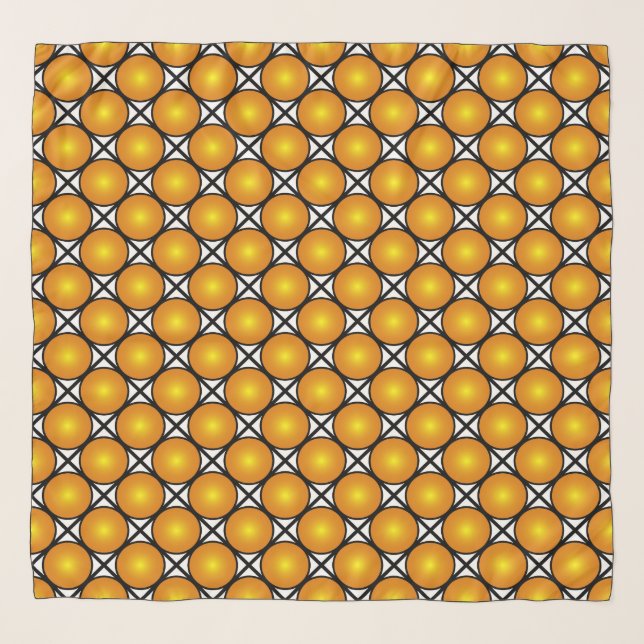 Luminous Golden Dots Black White Lattice Pattern Scarf (Front)