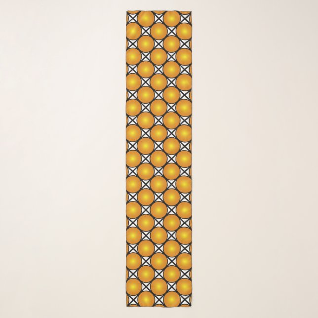 Luminous Golden Dots Black White Lattice Pattern Scarf (Front)