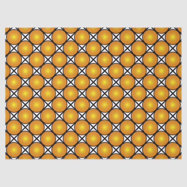 Luminous Golden Dots Black White Lattice Pattern Tissue Paper (Front)