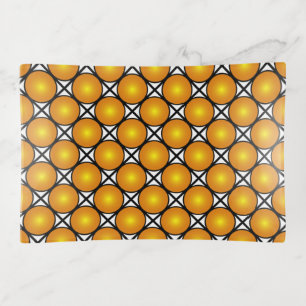 Luminous Golden Dots Black White Lattice Pattern Trinket Tray