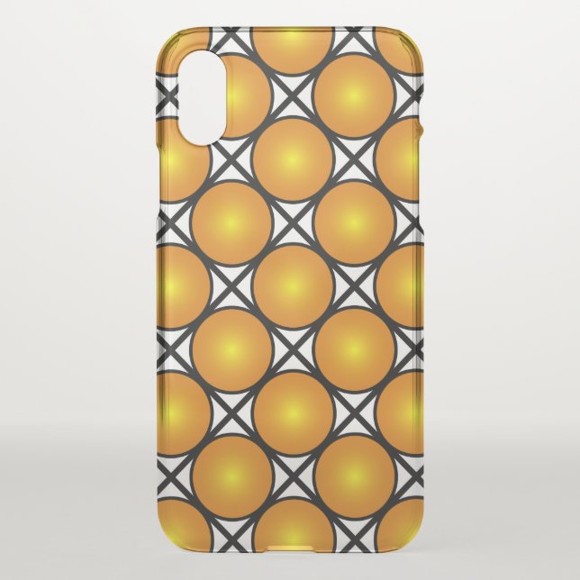 Luminous Golden Dots Black White Lattice Pattern Uncommon iPhone Case (Back)