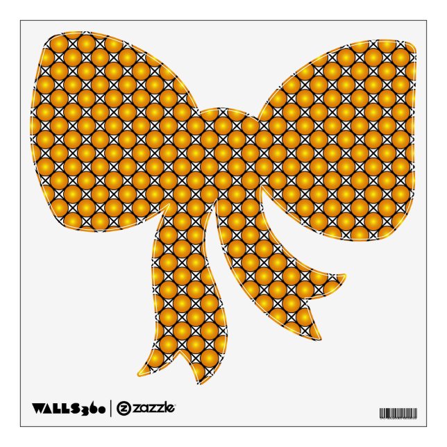 Luminous Golden Dots Black White Lattice Pattern Wall Decal (Front)