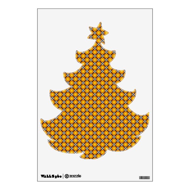 Luminous Golden Dots Black White Lattice Pattern Wall Decal (Front)