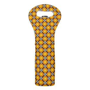 Luminous Golden Dots Black White Lattice Pattern Wine Bag