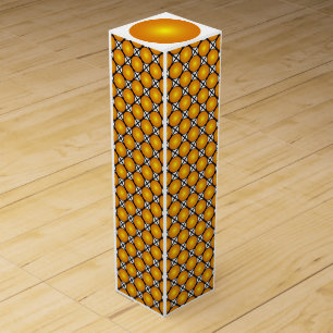 Luminous Golden Dots Black White Lattice Pattern Wine Box